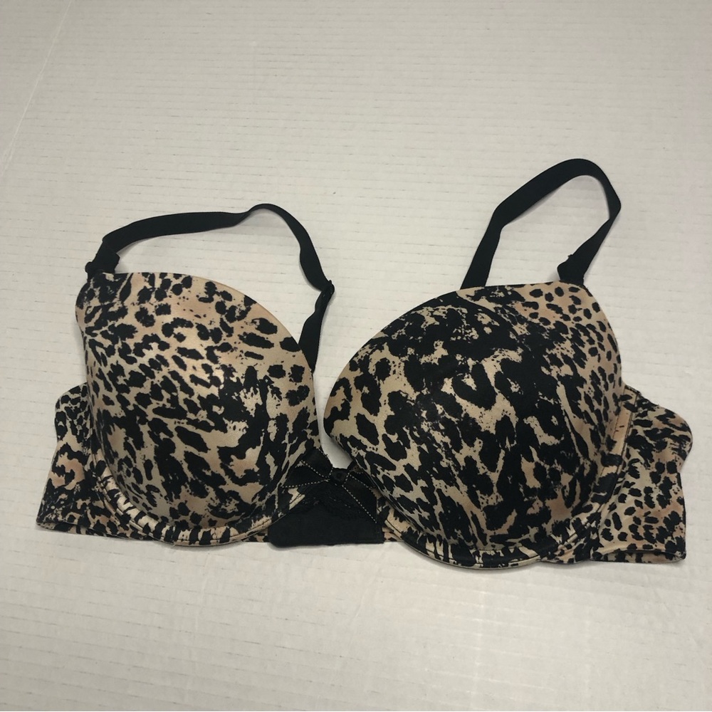 Maidenform Bra Womens 36C Lightly Padded Push Up Cheetah Print Soft